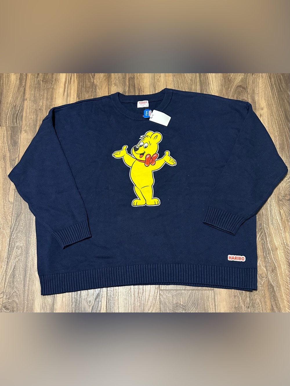New Haribo Big&Tall Men’s Gummy Bear Long Sleeve Navy Knit  Sweater 4XLT NWT